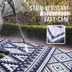 Versatile Outdoor Rug | Waterproof Reversible Mat with Geometric Design | Lightweight & Easy to Clean for Indoor-Outdoor Use