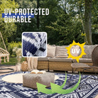 Versatile Outdoor Rug | Waterproof Reversible Mat with Geometric Design | Lightweight & Easy to Clean for Indoor-Outdoor Use