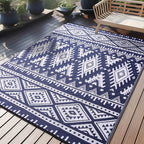 Versatile Outdoor Rug | Waterproof Reversible Mat with Geometric Design | Lightweight & Easy to Clean for Indoor-Outdoor Use