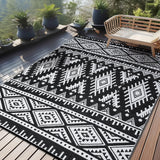 Versatile Outdoor Rug | Waterproof Reversible Mat with Geometric Design | Lightweight & Easy to Clean for Indoor-Outdoor Use