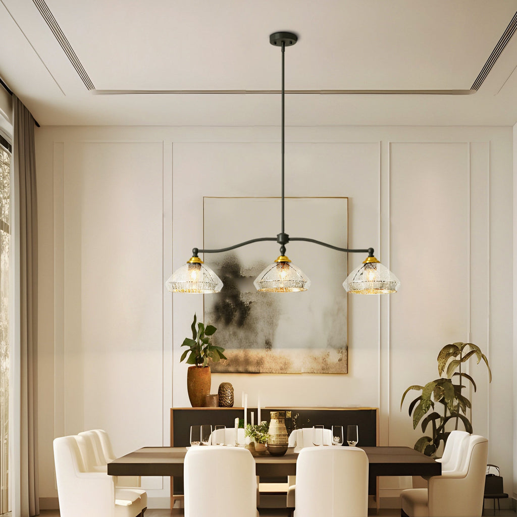 Vintage Charm | Black Chandelier Light with Dimmable Feature | Adjustable Height for Dining Room Elegance