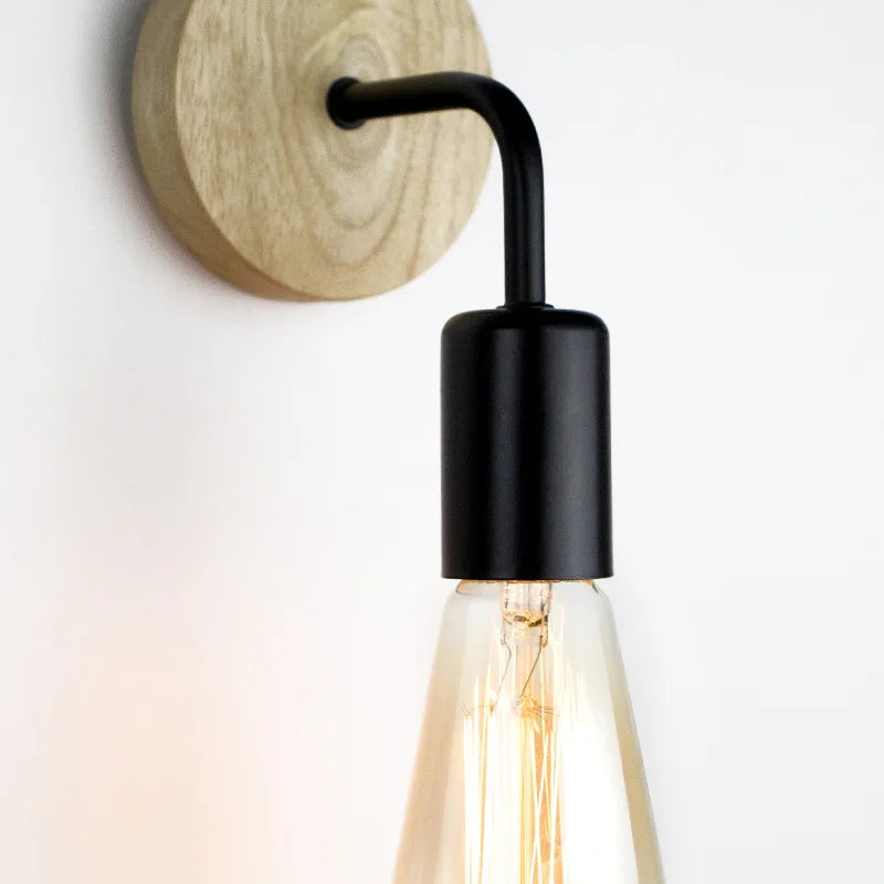 Vintage Hemp Rope Wall Sconce - Rustic Wood Indoor Wall Light