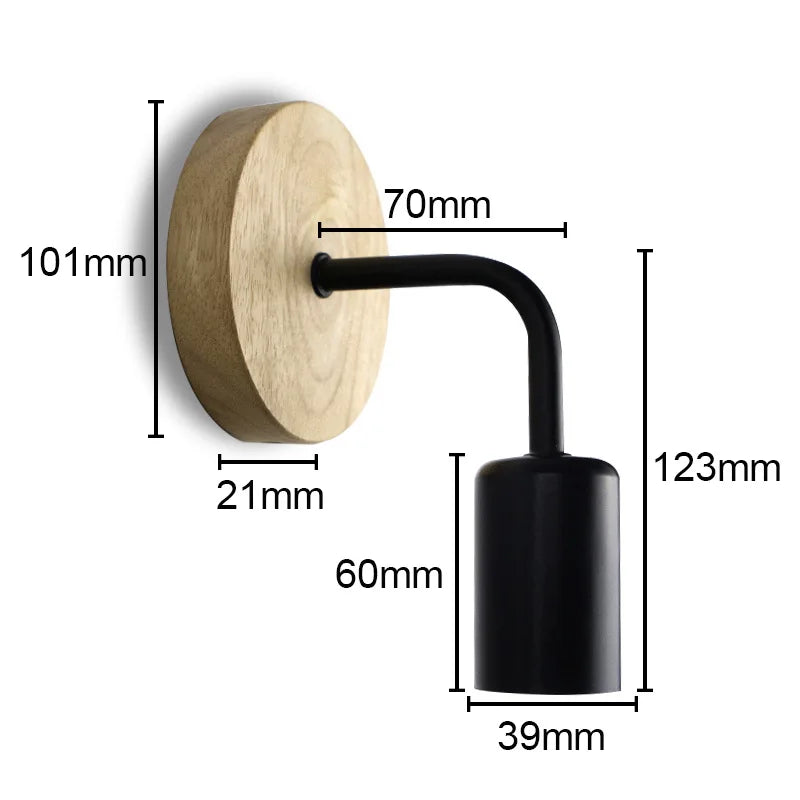 Vintage Hemp Rope Wall Sconce - Rustic Wood Indoor Wall Light