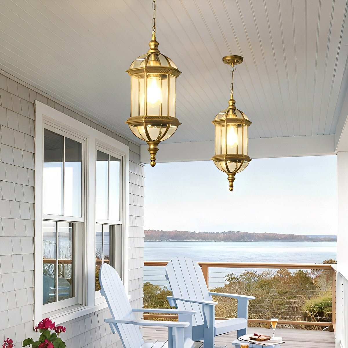 Vintage Rustic Cylinder Waterproof Outdoor LED Pendant Lantern