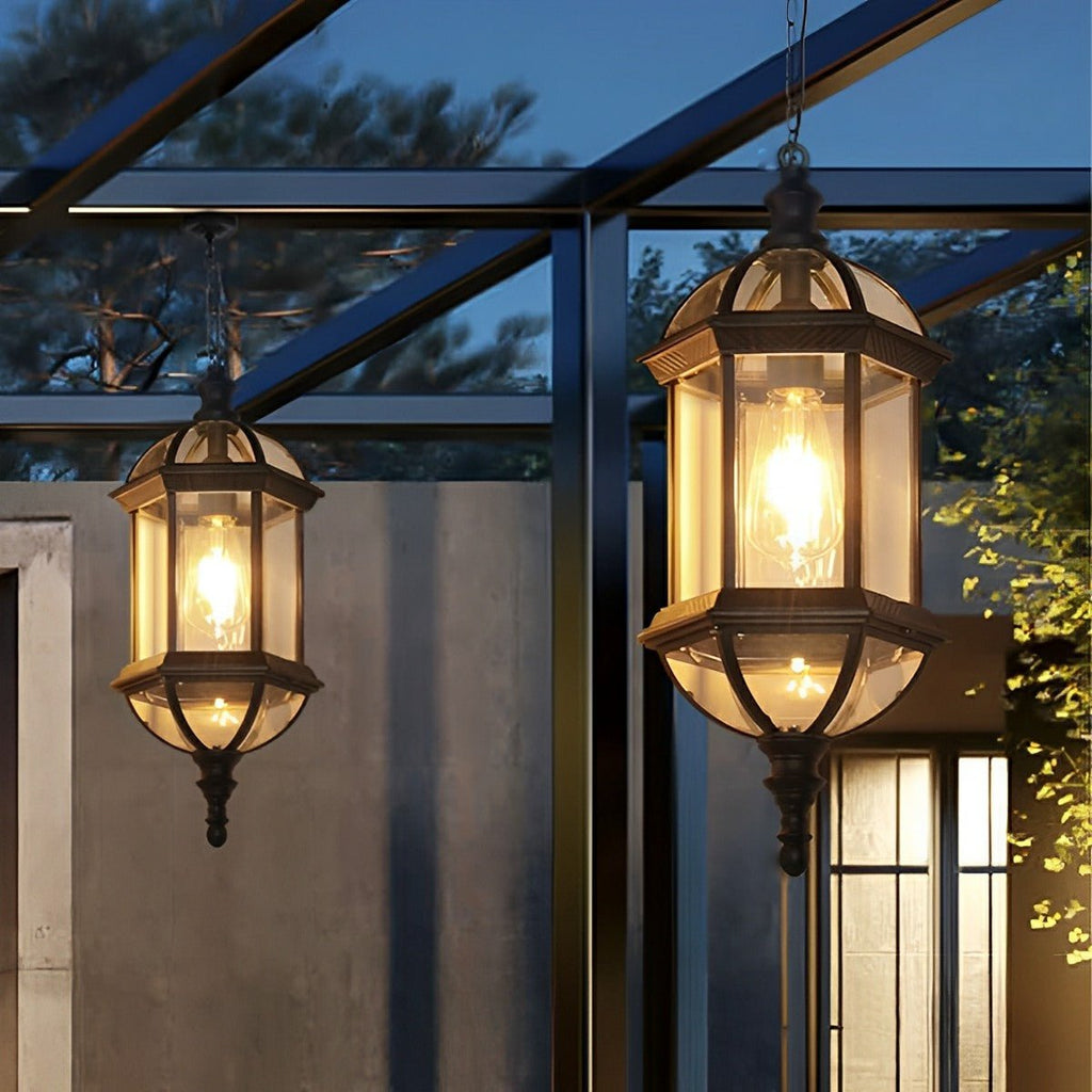 Vintage Rustic Cylinder Waterproof Outdoor LED Pendant Lantern
