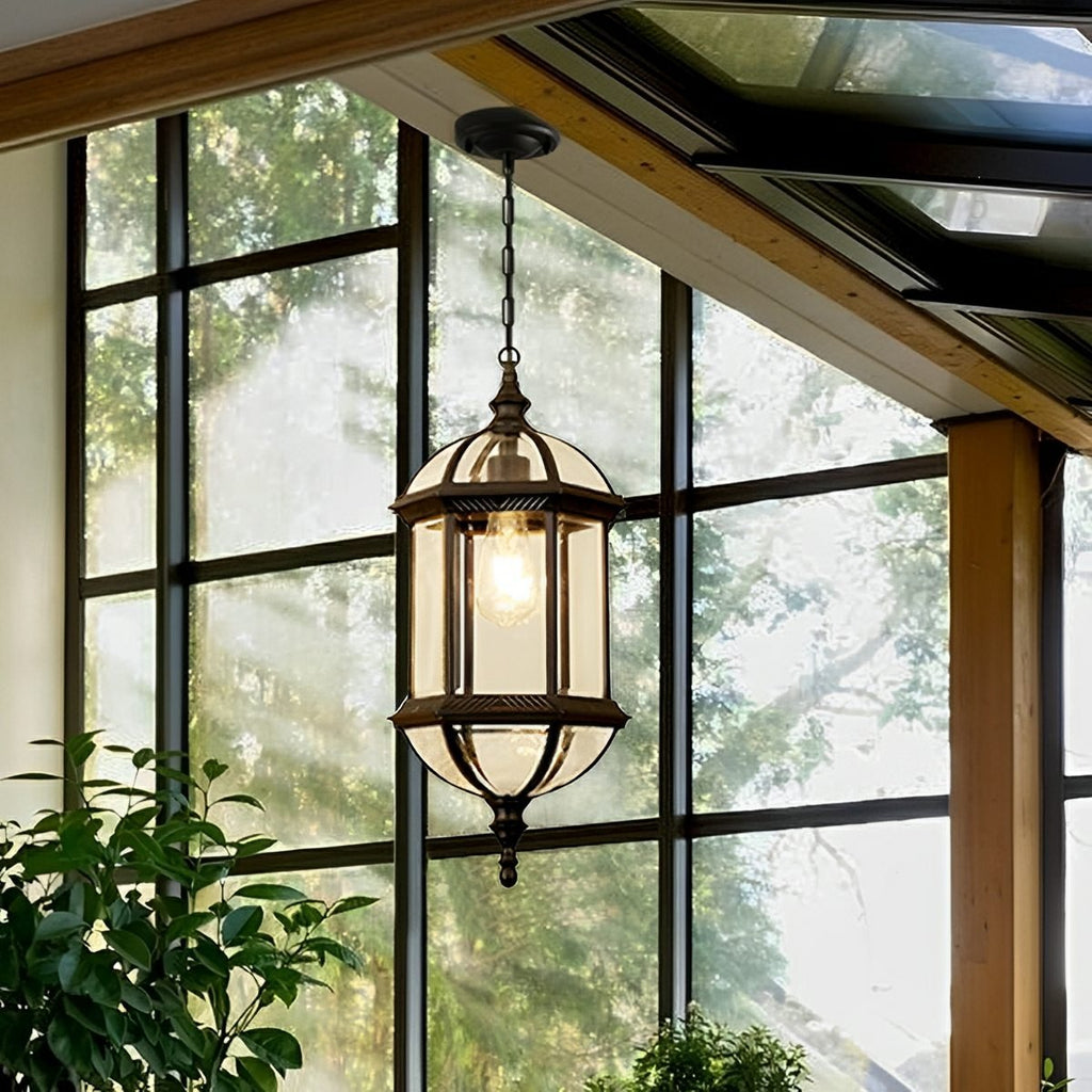 Vintage Rustic Cylinder Waterproof Outdoor LED Pendant Lantern