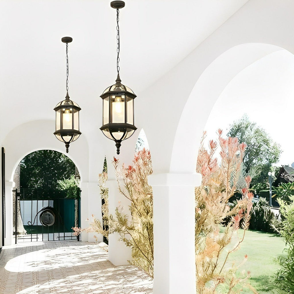 Vintage Rustic Cylinder Waterproof Outdoor LED Pendant Lantern