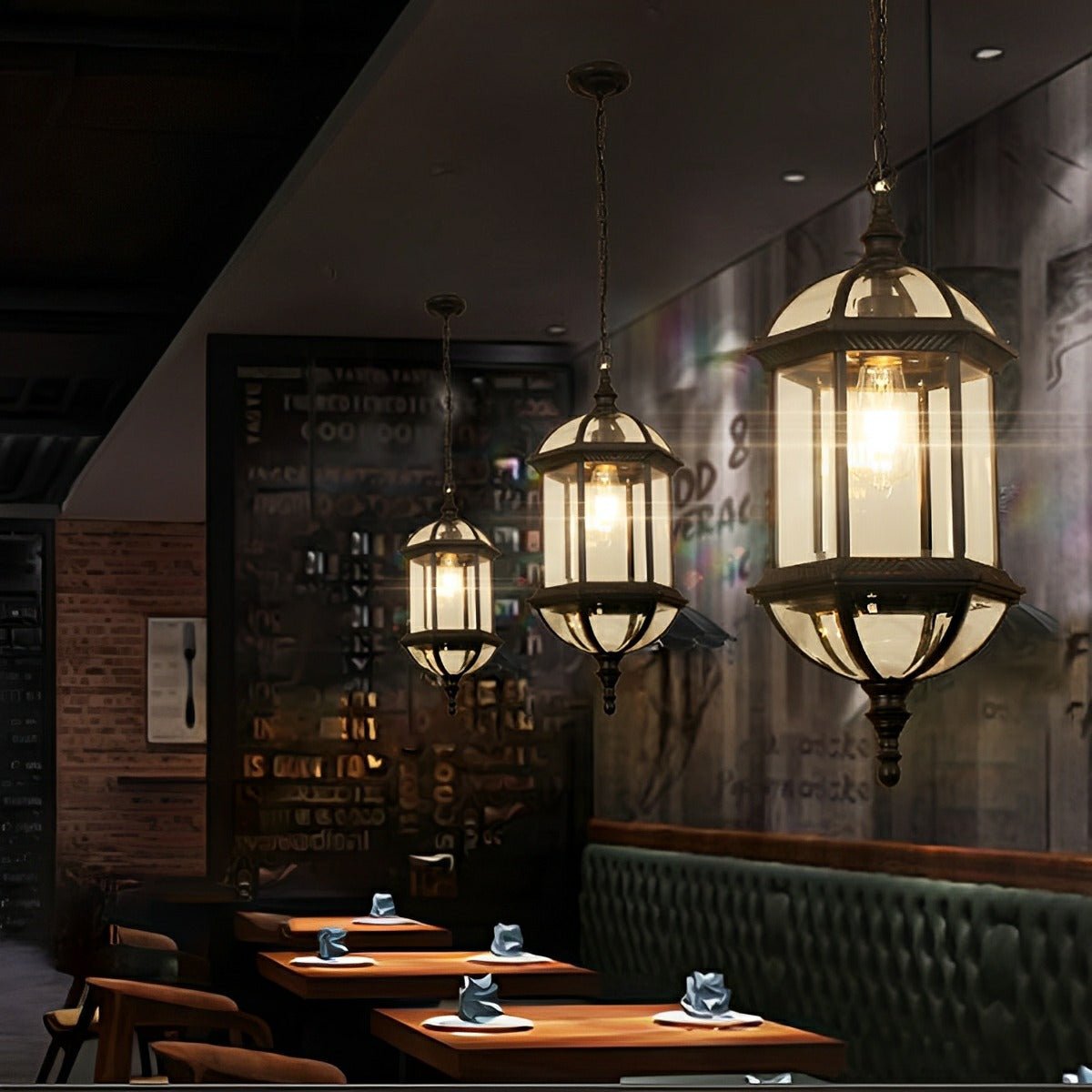 Vintage Rustic Cylinder Waterproof Outdoor LED Pendant Lantern