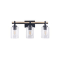 Viola 3-Light Matte Black and Oak Vanity Light Modern Style