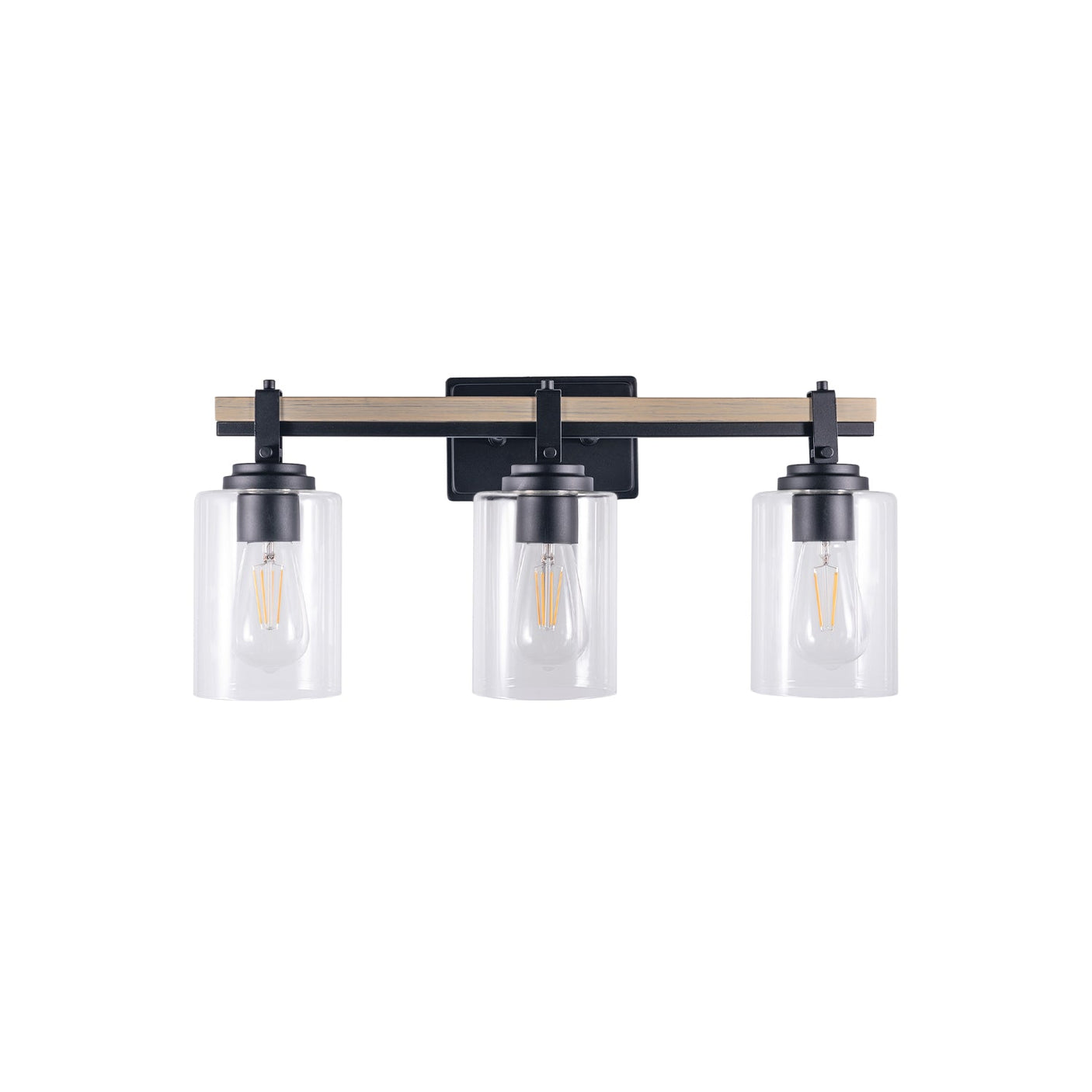 Eero 3-light vanity light, matte black and oak — studio white
