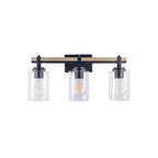 Viola 3-Light Matte Black and Oak Vanity Light Modern Style