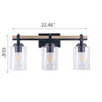 Viola 3-Light Matte Black and Oak Vanity Light Modern Style