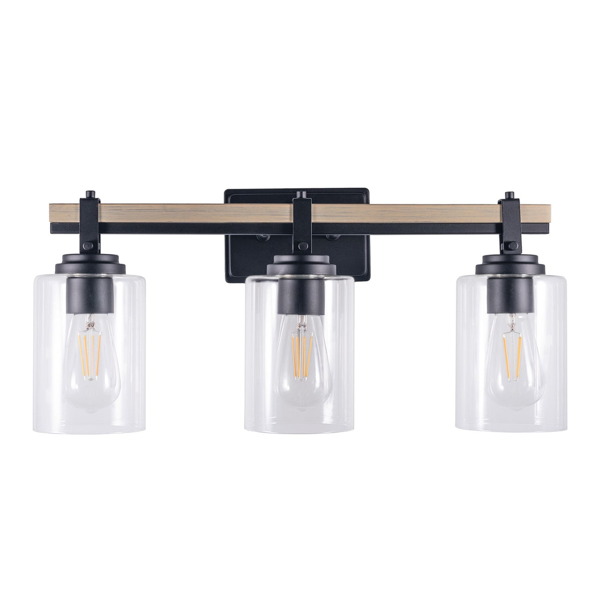 Eero vanity light glowing warm — studio white
