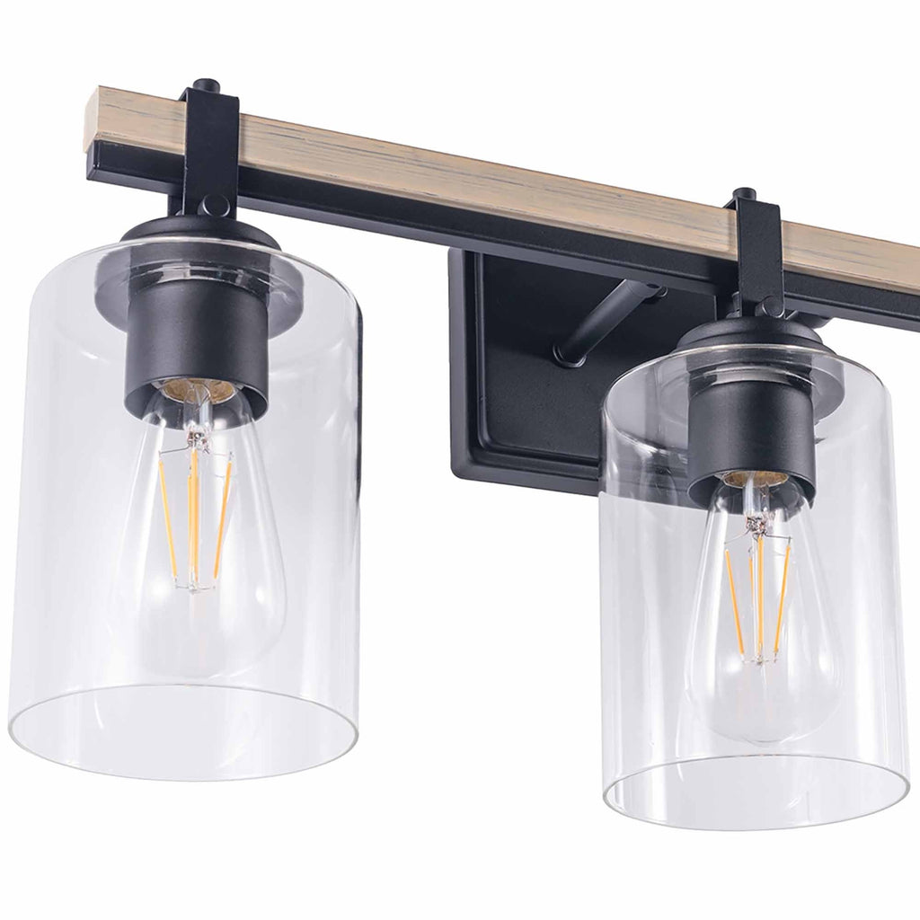 Viola 3-Light Matte Black and Oak Vanity Light Modern Style