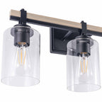 Viola 3-Light Matte Black and Oak Vanity Light Modern Style