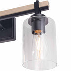 Viola 3-Light Matte Black and Oak Vanity Light Modern Style