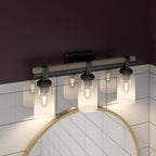 Viola 3-Light Matte Black and Oak Vanity Light Modern Style