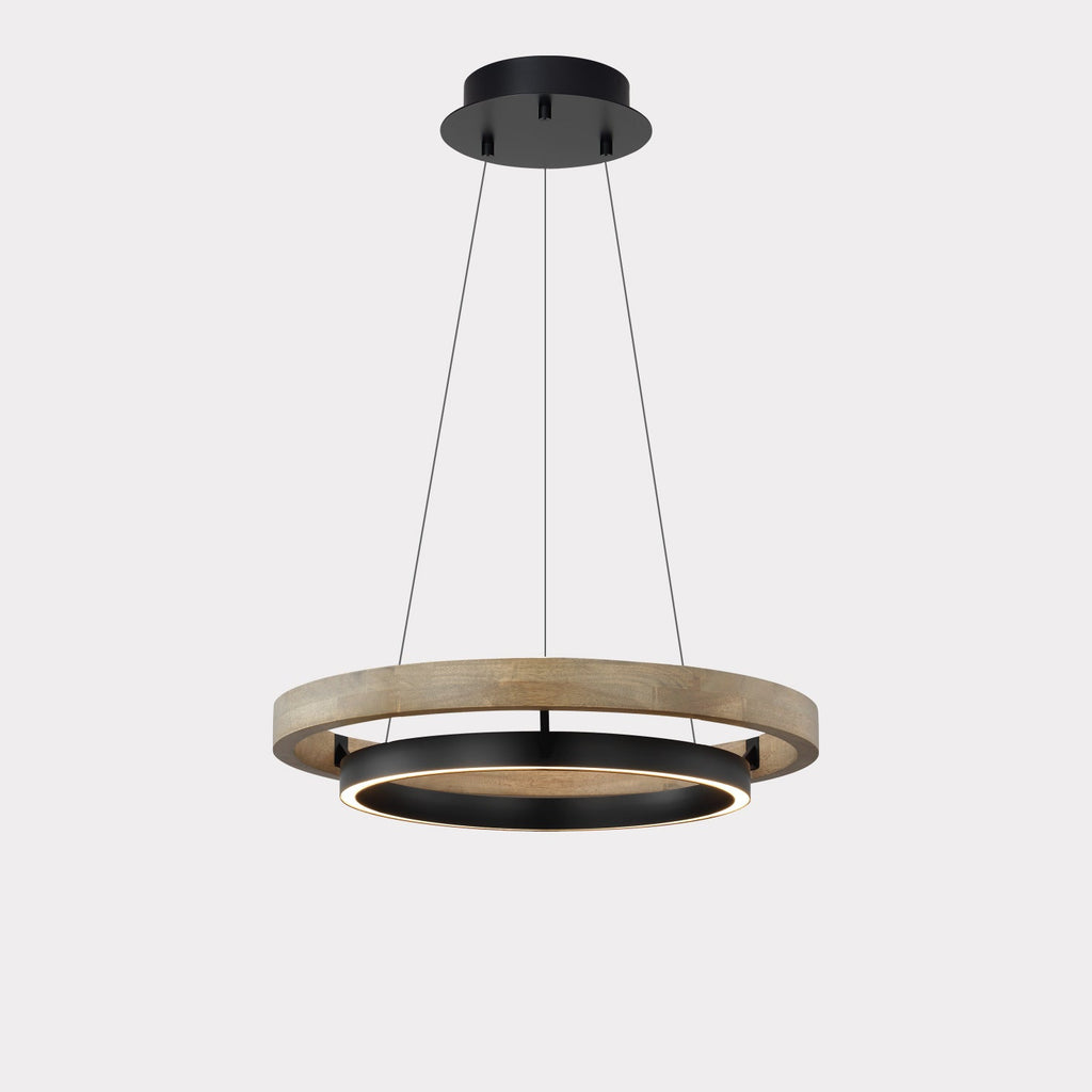 Circular LED Wood Chandelier with Adjustable Height and Energy-Efficient Lighting
