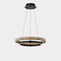 Circular LED Wood Chandelier with Adjustable Height and Energy-Efficient Lighting