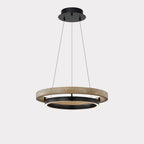 Circular LED Wood Chandelier with Adjustable Height and Energy-Efficient Lighting