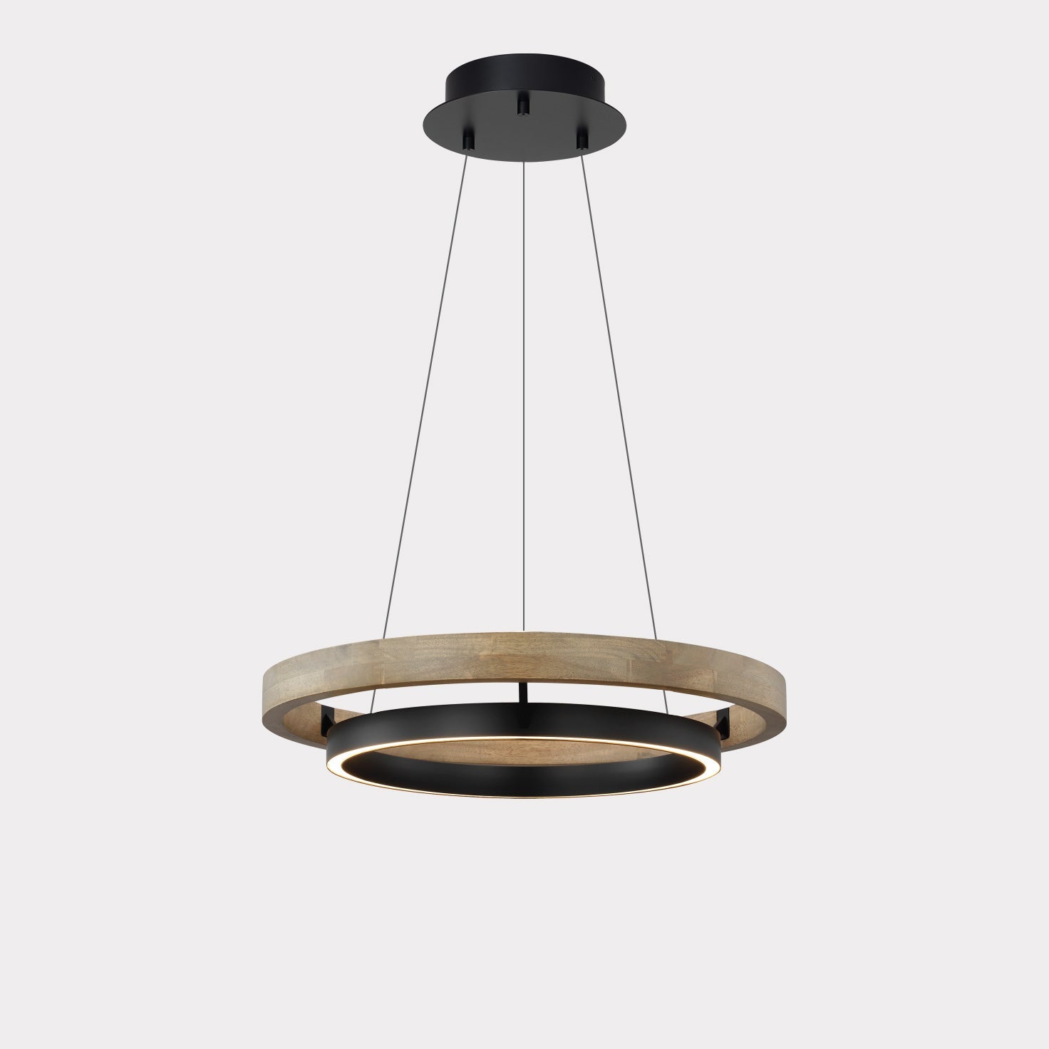 Circular LED Wood Chandelier with Adjustable Height and Energy-Efficient Lighting