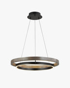 Circular LED Wood Chandelier with Adjustable Height and Energy-Efficient Lighting
