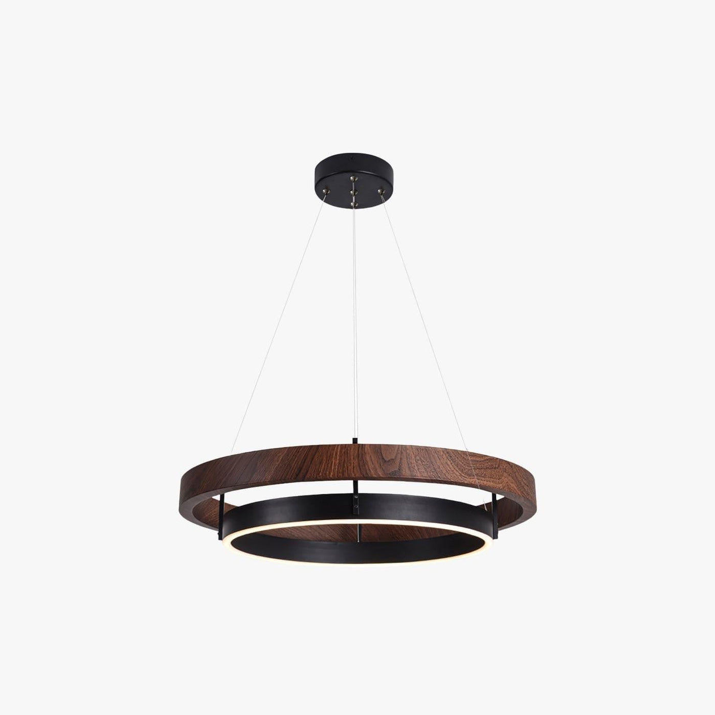 Circular LED Wood Chandelier with Adjustable Height and Energy-Efficient Lighting