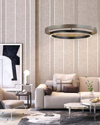 Circular LED Wood Chandelier with Adjustable Height and Energy-Efficient Lighting