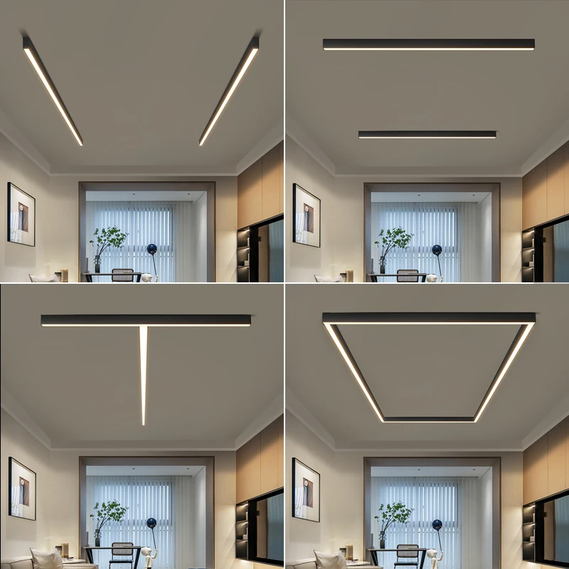 Dimmable Long Linear Ceiling Light with Remote Control for Modern Spaces