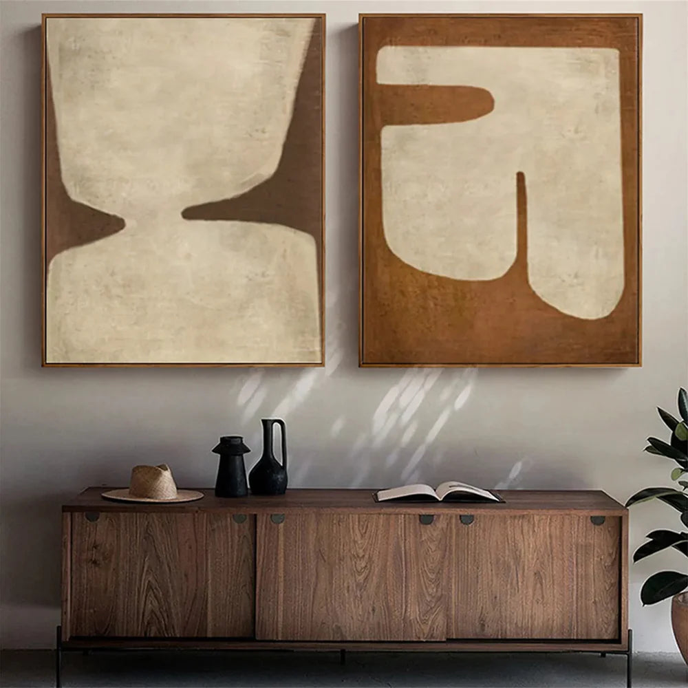 Wabi Sabi | Abstract Canvas Prints Set of 2 with Hand-Painted Design | Unique Wall Art for Artistic Ambiance