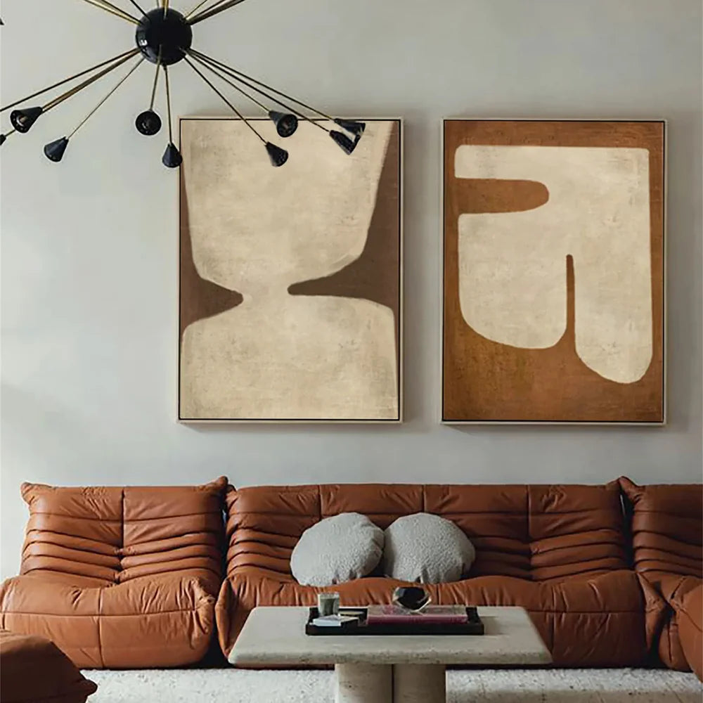 Wabi Sabi | Abstract Canvas Prints Set of 2 with Hand-Painted Design | Unique Wall Art for Artistic Ambiance