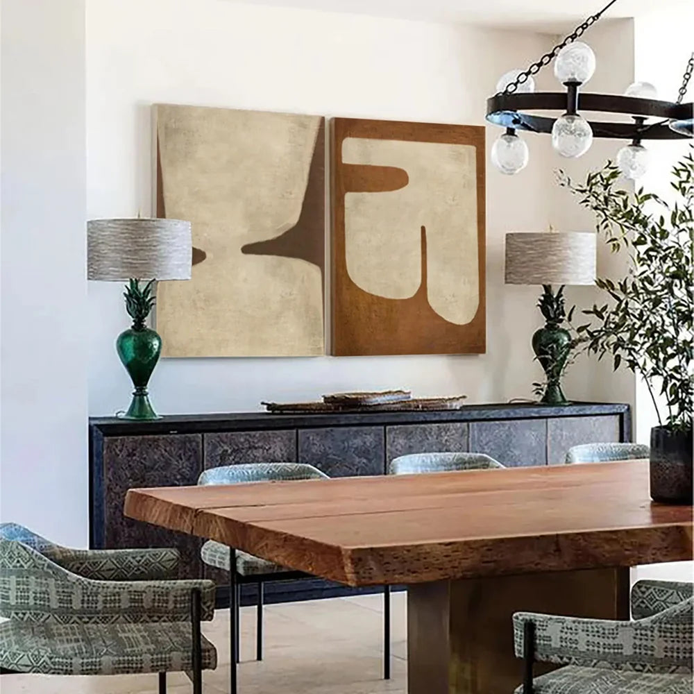 Wabi Sabi | Abstract Canvas Prints Set of 2 with Hand-Painted Design | Unique Wall Art for Artistic Ambiance