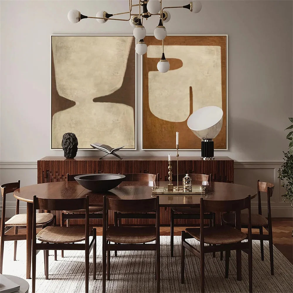 Wabi Sabi | Abstract Canvas Prints Set of 2 with Hand-Painted Design | Unique Wall Art for Artistic Ambiance