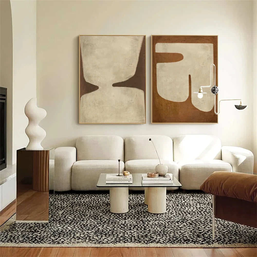 Wabi Sabi | Abstract Canvas Prints Set of 2 with Hand-Painted Design | Unique Wall Art for Artistic Ambiance