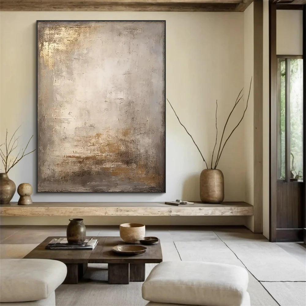 Wabi-Sabi Wandbild auf Leinwand, handgemalt
