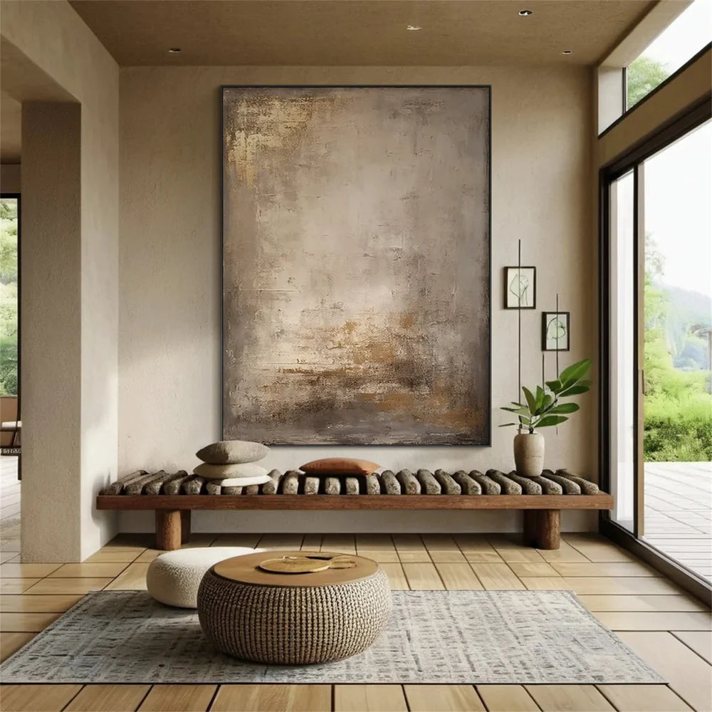 Wabi-Sabi Wandbild auf Leinwand, handgemalt