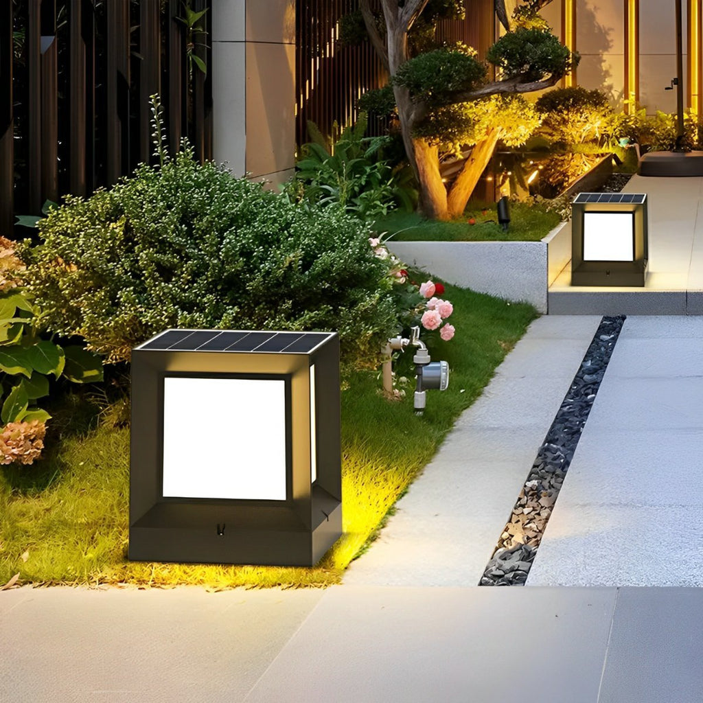 Modern Square Solar LED Outdoor Post Light