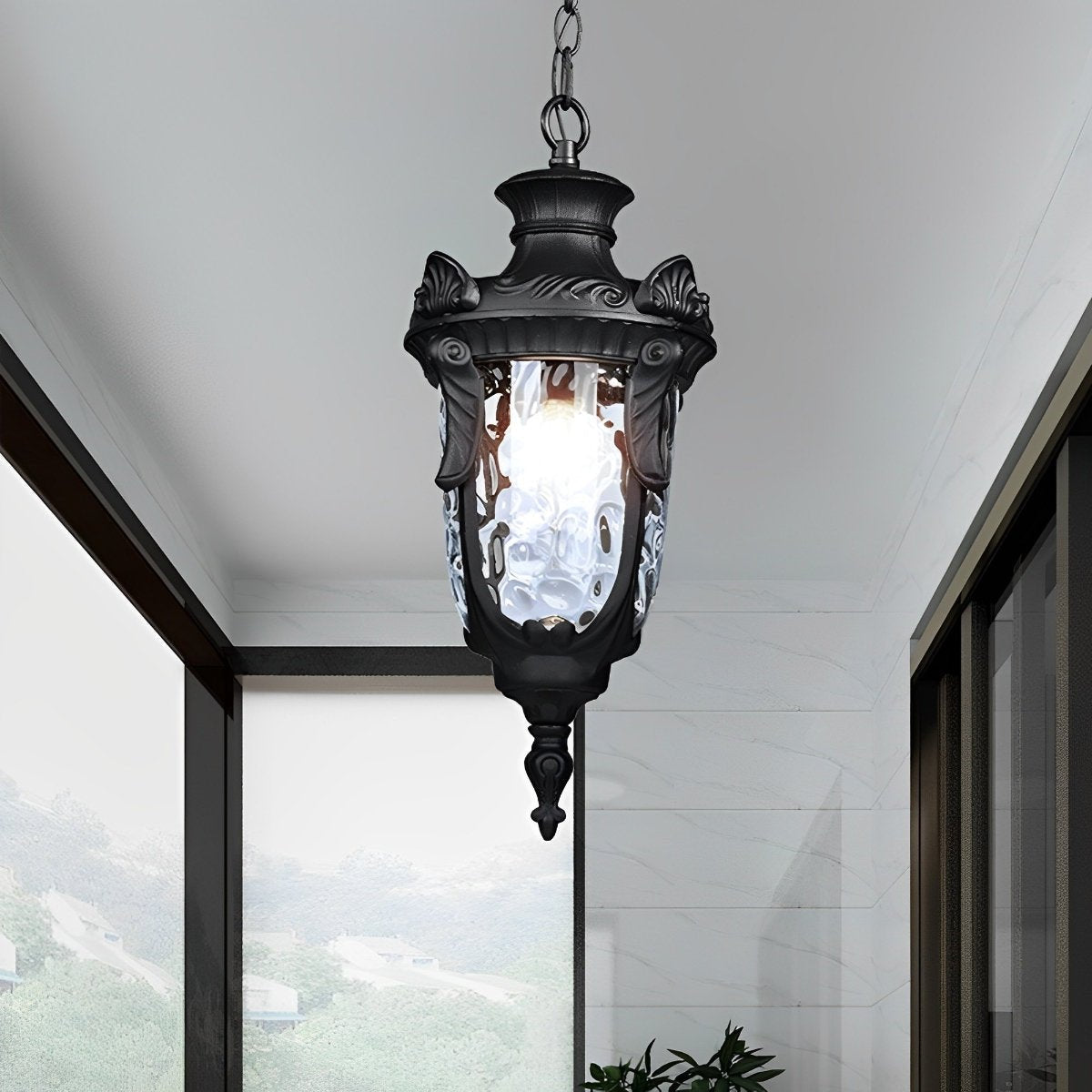 Rustic Waterproof Outdoor Hanging Lantern Pendant Light