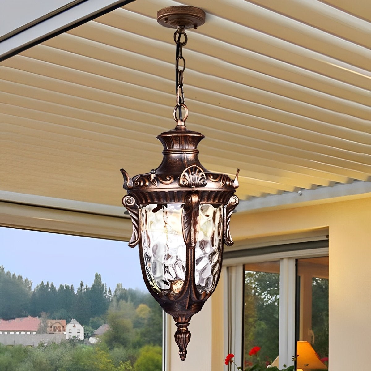 Rustic Waterproof Outdoor Hanging Lantern Pendant Light