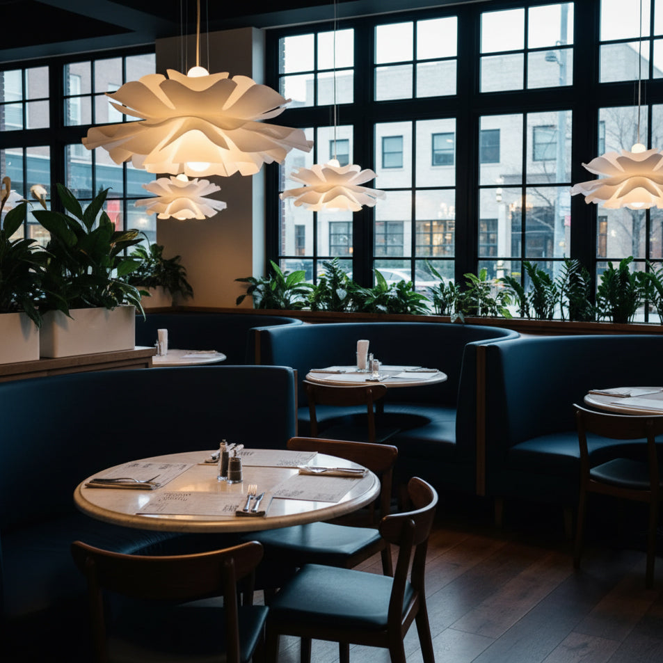 White Lotus Pendant Light Modern Petal Ceiling Light for Dining & Foyer