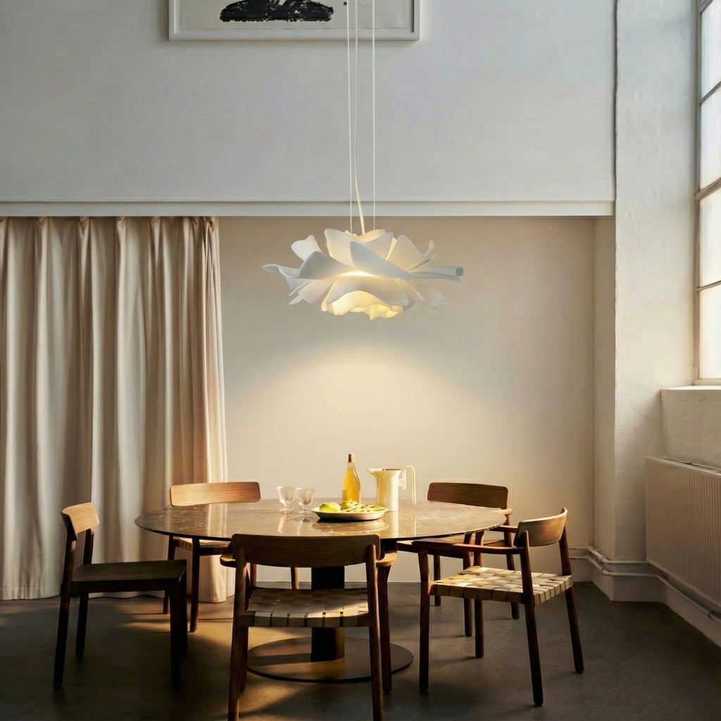 White Lotus Pendant Light Modern Petal Ceiling Light for Dining & Foyer