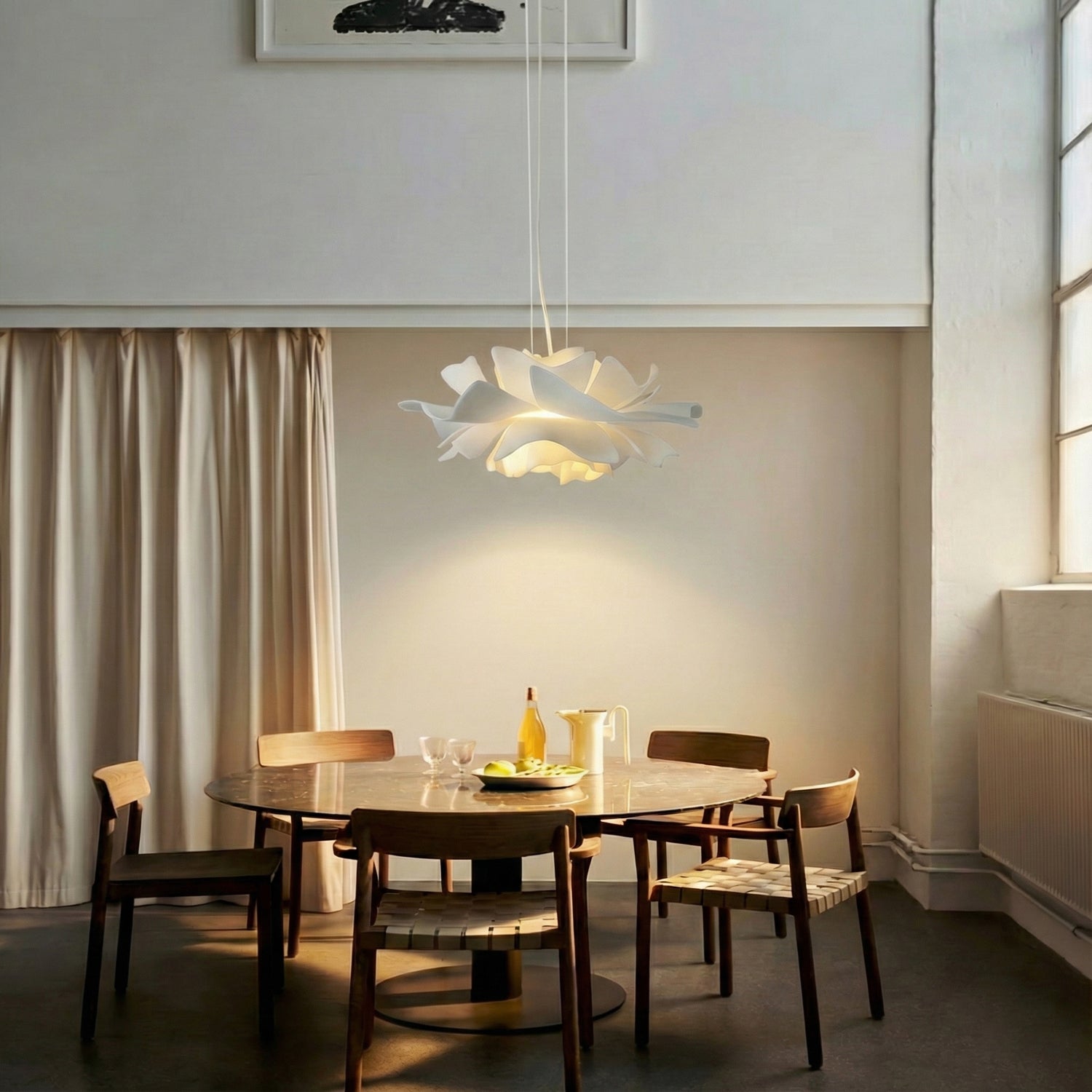 White Lotus Pendant Light Modern Petal Ceiling Light for Dining & Foyer