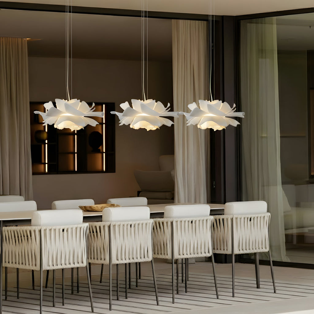 White Lotus Pendant Light Modern Petal Ceiling Light for Dining & Foyer