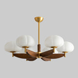 Willow chandelier in copper and walnut