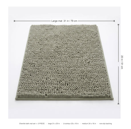 Pebble chenille bath mat set dimensions diagram