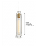 Ansel dimensions diagram — Ø 2.8 in fixture 15 in tall with adjustable drop