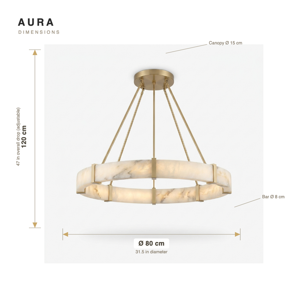 Aura chandelier dimensions diagram
