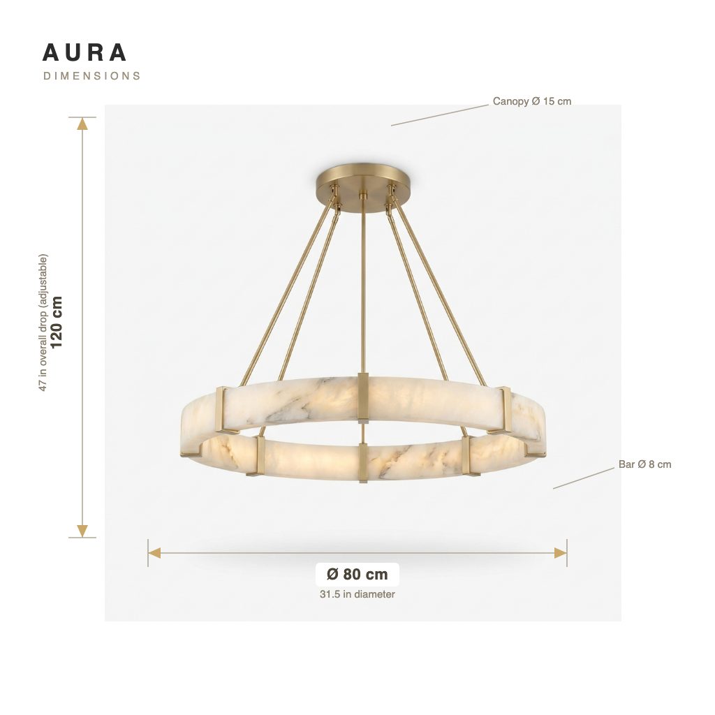 Aura chandelier dimensions diagram