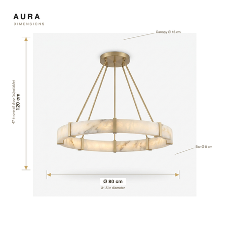 Aura chandelier dimensions diagram