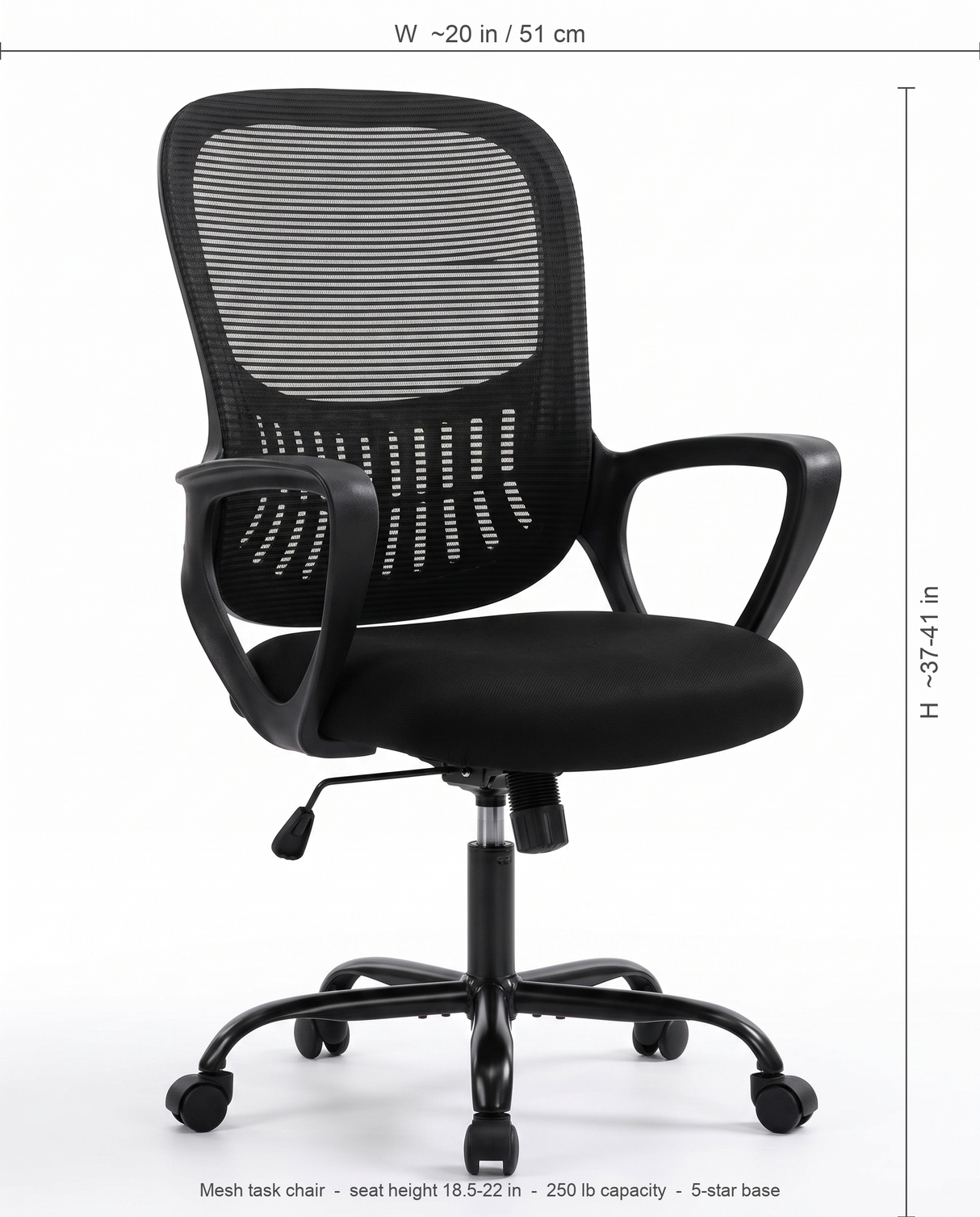 Brisa mesh chair dimensions diagram